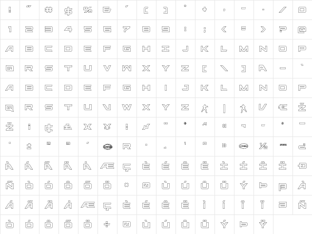 Ghost Clan Outline Regular  glyph index