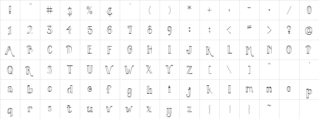 CK Wedding Regular  glyph index
