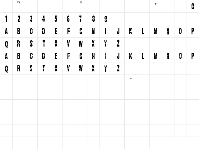 Land Speed Record Regular  glyph index