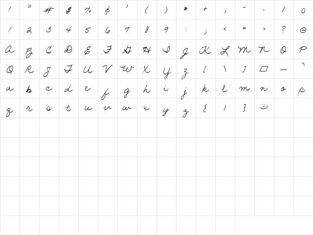 LD Fine Script 3 Regular  glyph index