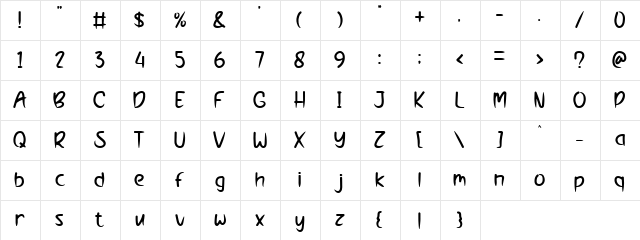Nightmare Side Regular  glyph index