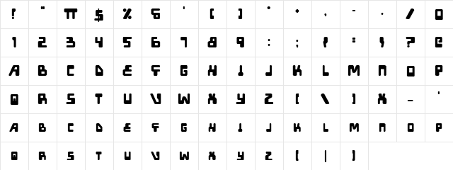 XPED Bold Bold  glyph index
