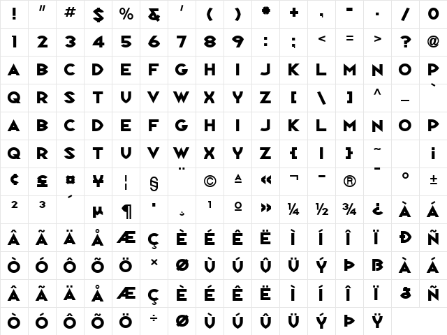 Republik Sans ICG 02 Regular  glyph index