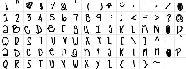 Woah Medium  glyph index