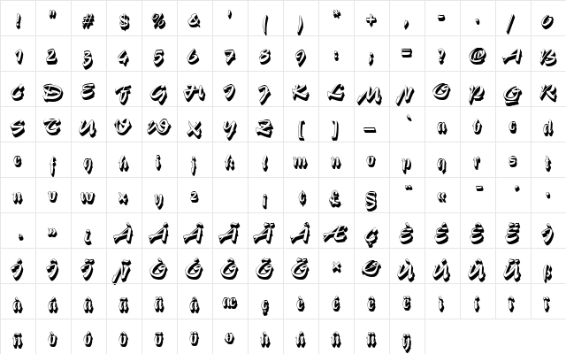 Stentor Shadow Regular  glyph index