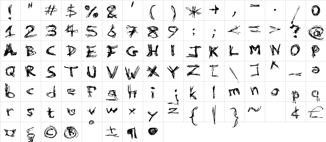 Dismembered Regular  glyph index