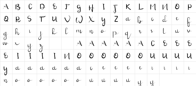 Hazelnut Smooth Demo Handwriting Regular  glyph index