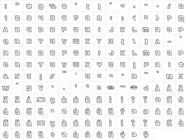 Edge Racer Engraved Regular  glyph index