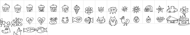 Pea Jelene's Doodles Regular  glyph index