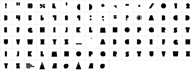 Big Fat Ugly Cow Regular  glyph index