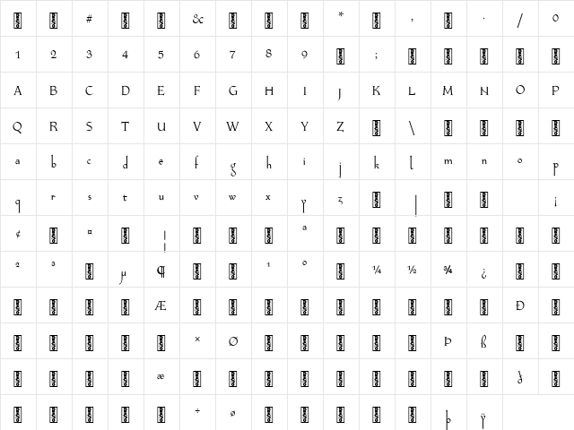 Longa Iberica DEMO  glyph index