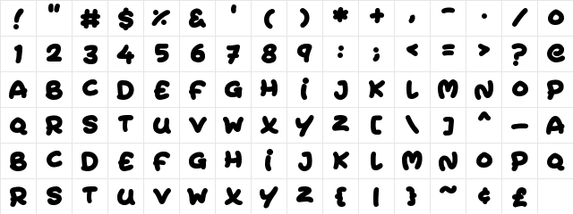 Extra Fruity Regular  glyph index