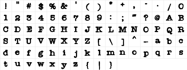 Radio Newsman Regular  glyph index