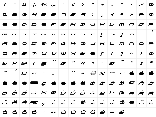 Taskforce Laser CondItal CondItal  glyph index