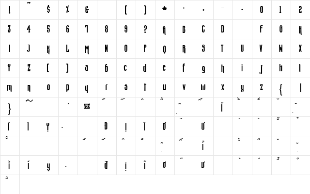VfFree37 Regular  glyph index