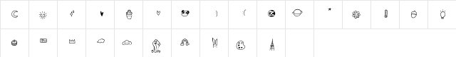cute icons Regular  glyph index
