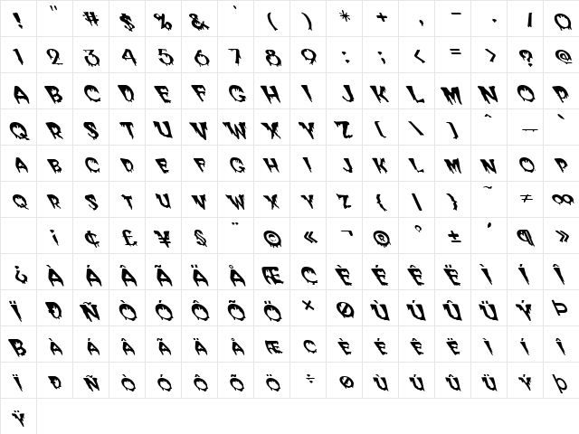 FZ UNIQUE 10 LEFTY Normal  glyph index