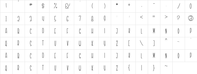 Highdream Regular  glyph index