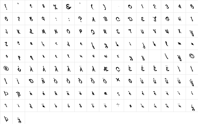 FZ WACKY 2 LEFTY Normal  glyph index