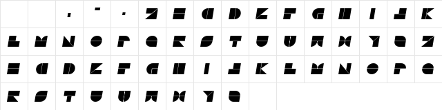 Drebiek Expanded Italic  glyph index