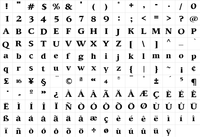 TFHabitatExpanded Bold  glyph index