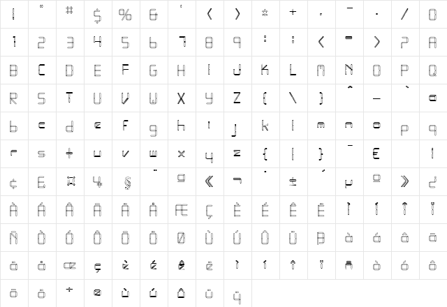 GeminiOpen Regular  glyph index