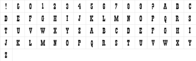Pentagon Regular  glyph index