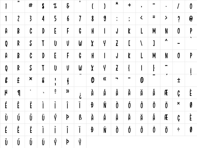 Flower Mager Regular Regular  glyph index