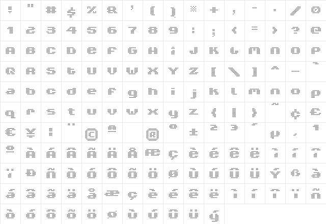 V5 Xtender LoinFront  glyph index