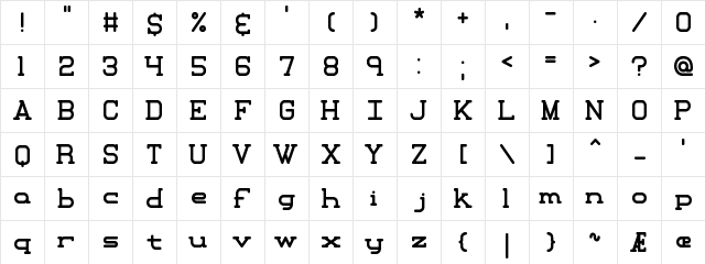 Xipital BRK Regular  glyph index