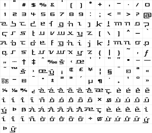 Republika V Exp Regular  glyph index