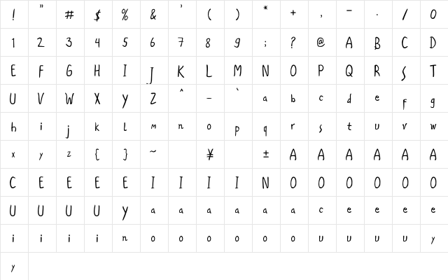 Arshavina Regular  glyph index
