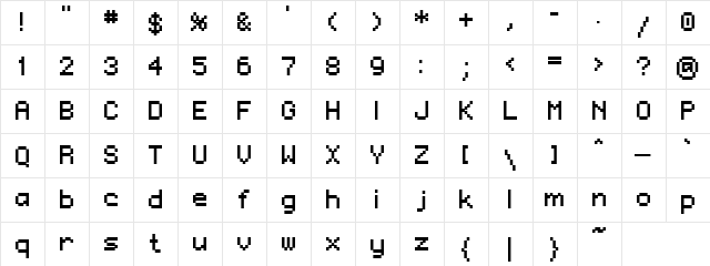 Regupix Regular  glyph index