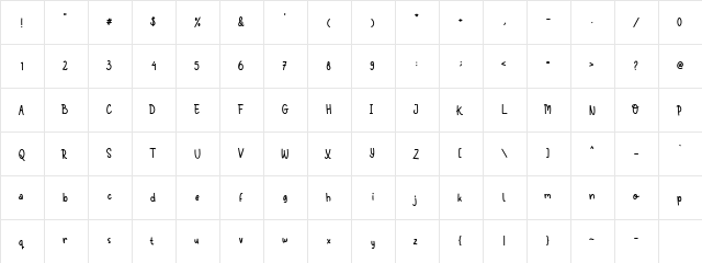 Kagomechan Demo Version Regular  glyph index
