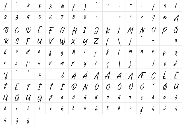 Dexotick By Dhan Studio Regular  glyph index