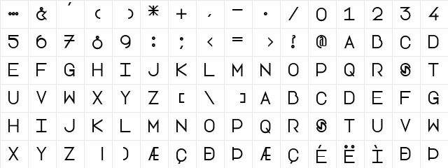 Lotte Paperfang Regular  glyph index