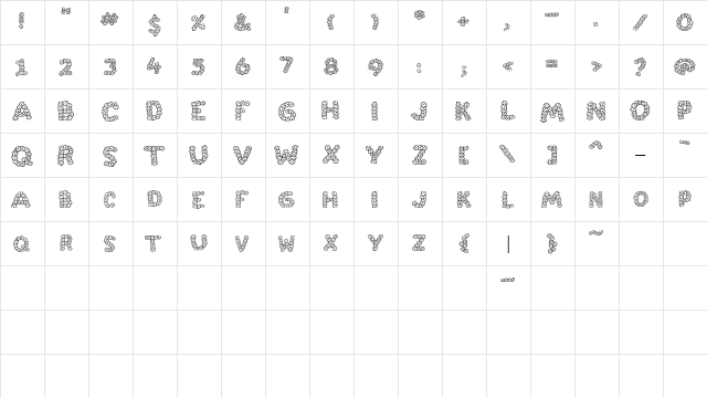 LD Flowery Regular  glyph index