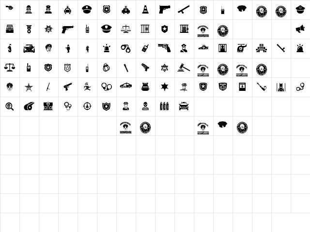 Police Department Regular  glyph index