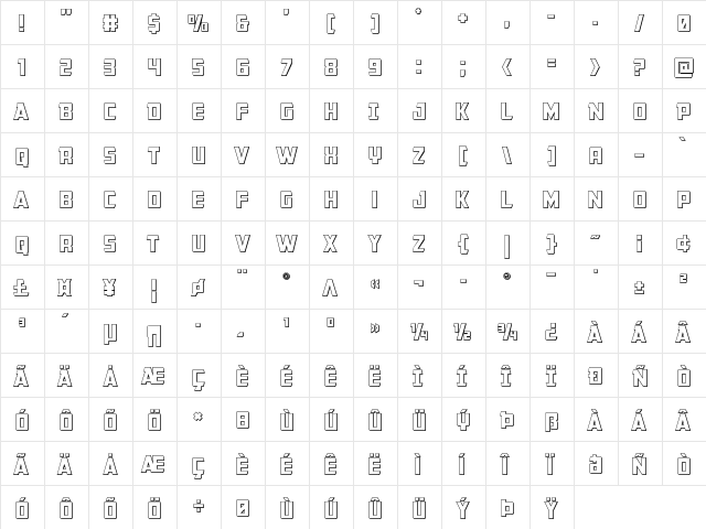 Buchanan Outline Outline  glyph index