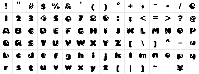 Bambina Regular  glyph index