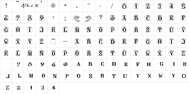 Angelots (Unregistered) Regular  glyph index
