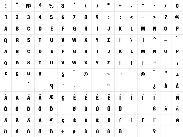 CorpusGothic SmallCaps  glyph index