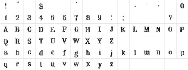 Barb Wire Regular  glyph index
