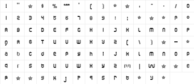Rolloglide Regular  glyph index