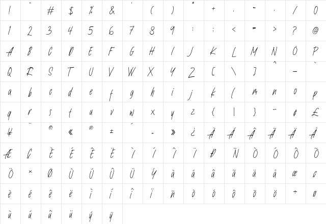 Nafeeda Regular  glyph index