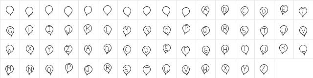 birthday balon tfb Regular  glyph index