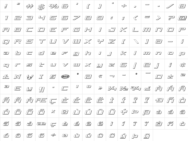 Concielian 3D Semi-Italic Semi-Italic  glyph index