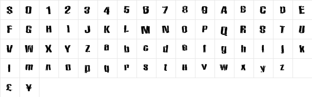 ZombieState Regular  glyph index
