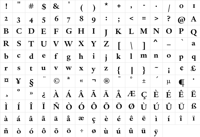 DTL Haarlemmer SD Bold  glyph index