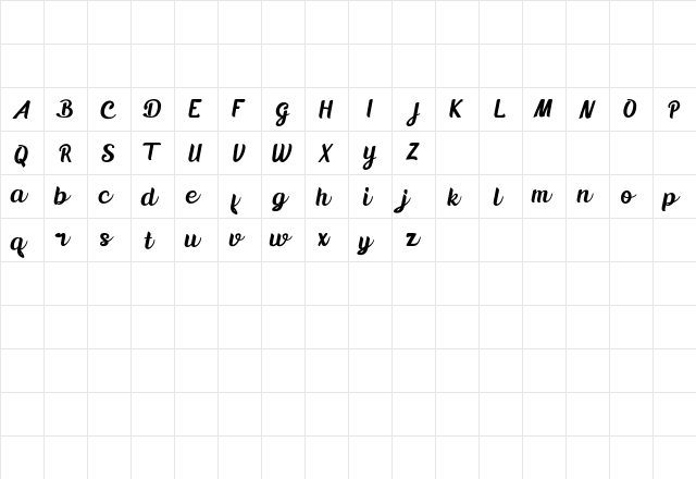 Lunik Sangat Regular  glyph index